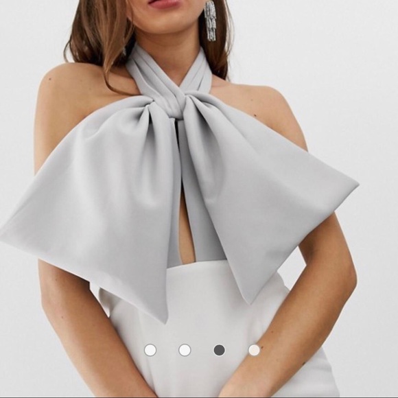 halter bow midi pencil dress - Picture 4 of 5